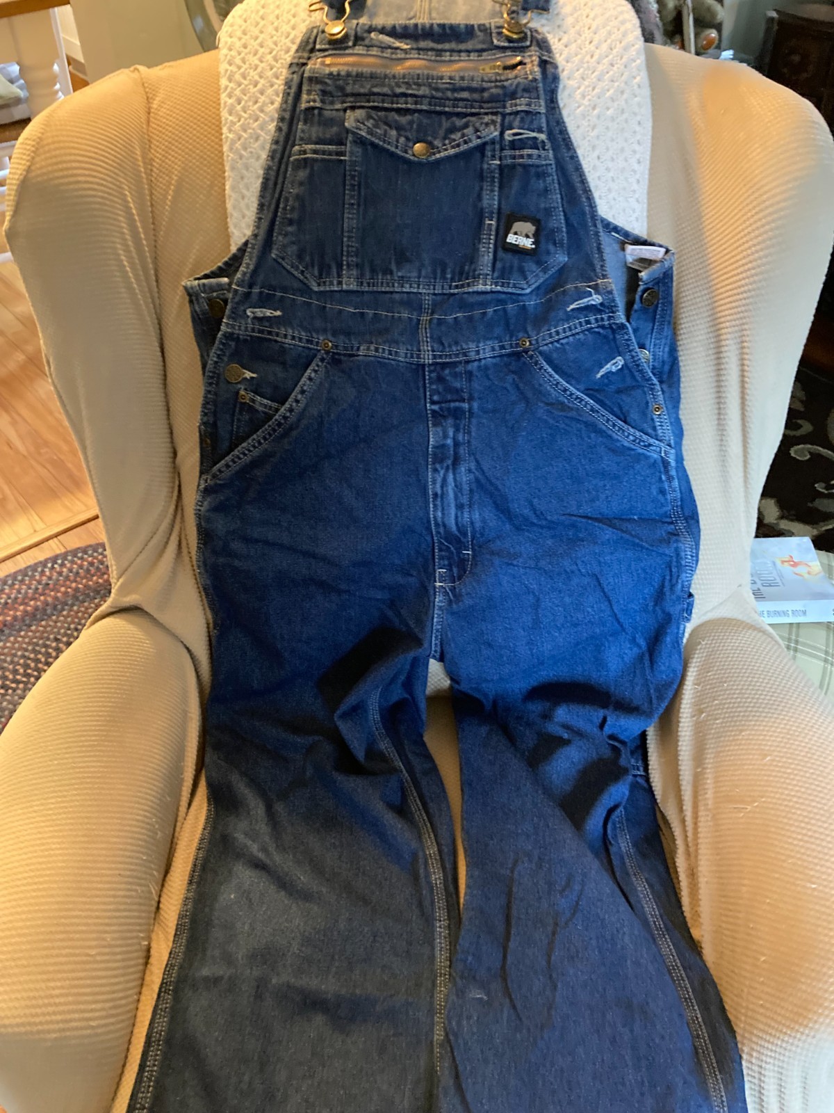 Berne Men’s Heritage Unlined Denim Bib Overalls – 34×30 (Fits 27″ Inseam)