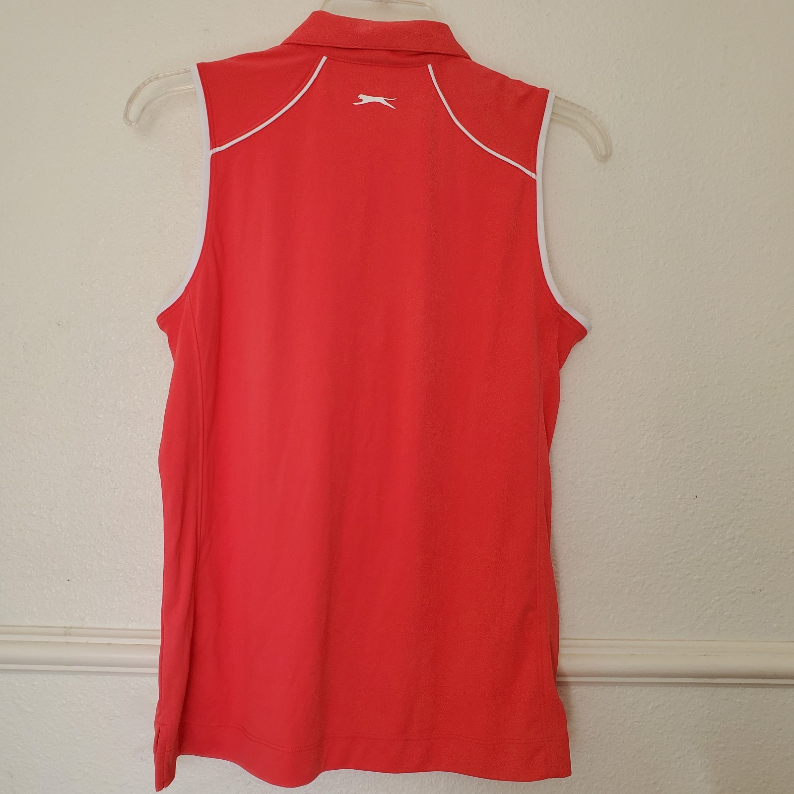 Slazenger Top Sleeveless 1/4 Zip Collared Solid Golf Activewear Top Orange Sz M