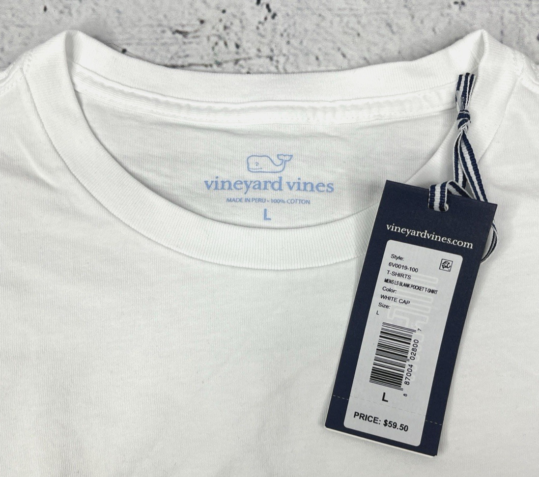 Vineyard Vines Men’s Long Sleeve Pocket T-Shirt White Size Large (L) – NEW