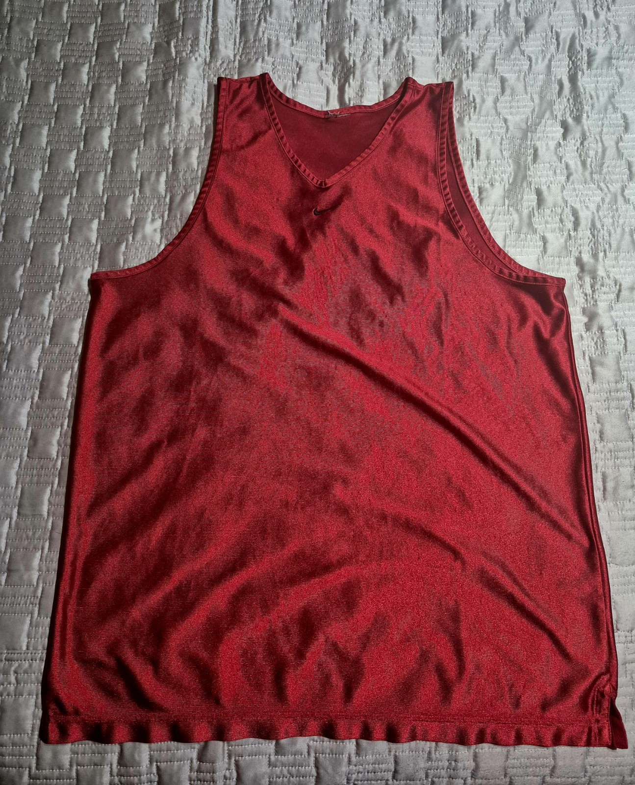 Nike Basketball Jersey Tank Top MEN’S Large Red Dazzle Shiny Silky