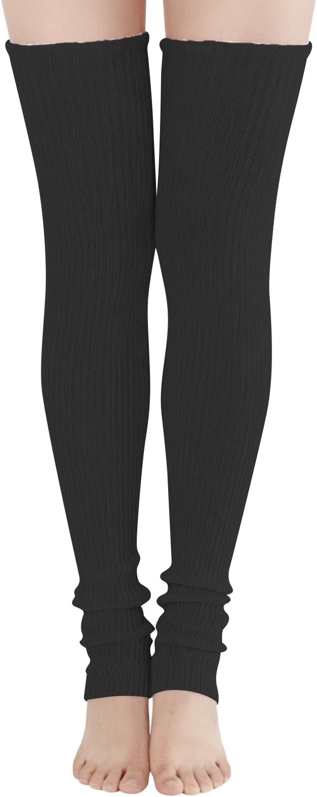 Stretchy Knit Thigh High Leg Warmers Winter Knitted Over Knee Socks Footless