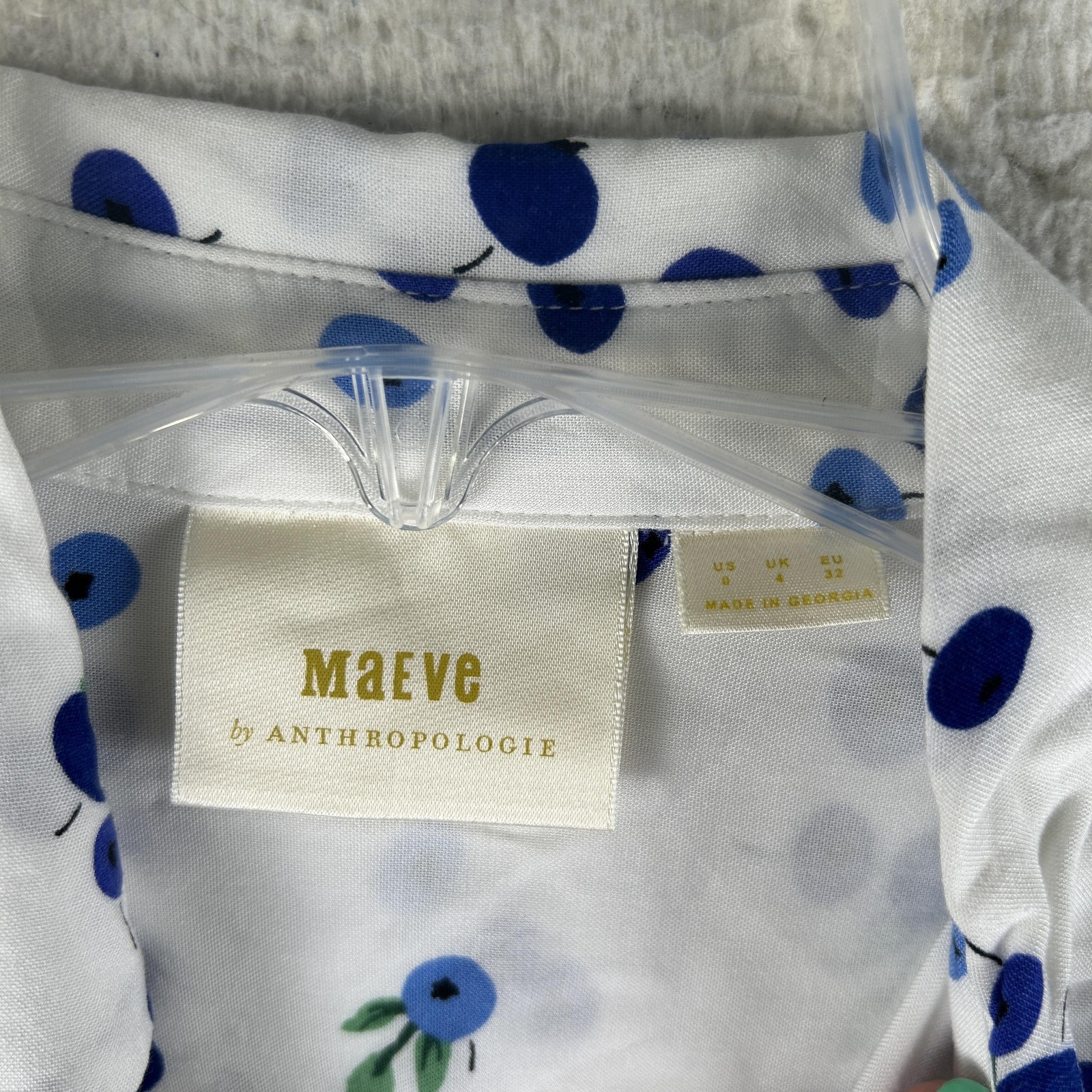 Maeve Shirt Womens 8 Blithe Blueberry Button Up Tie Sleeve Anthropologie