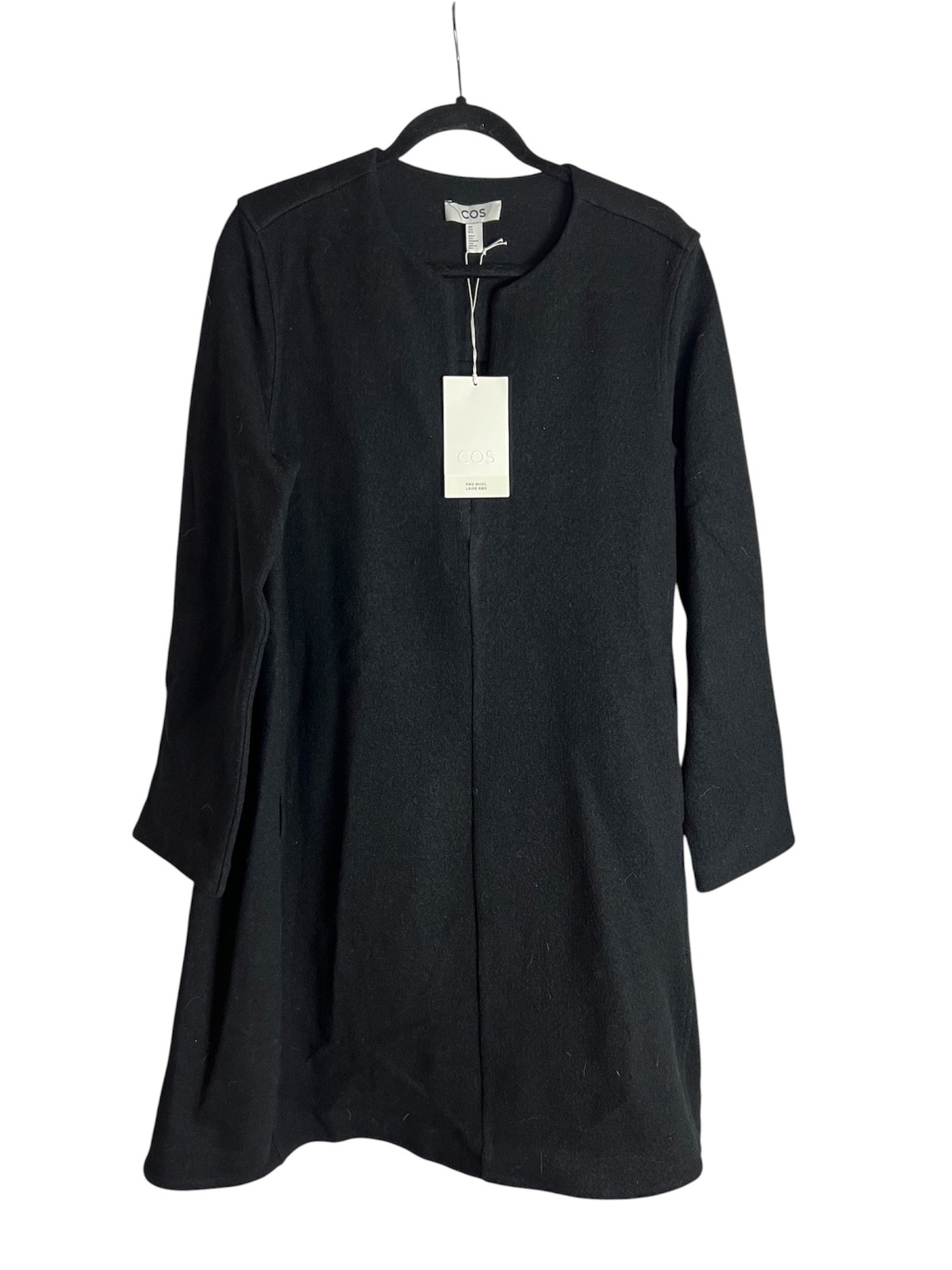 COS size medium black wool blend zip up swing dress NEW