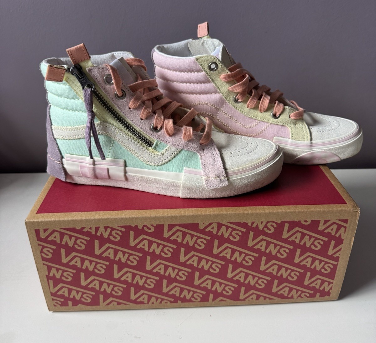 Vans Sk8-Hi Reissue Pastel Multi/True White VN0A3WM124D, US Women 6.5/US Men 5