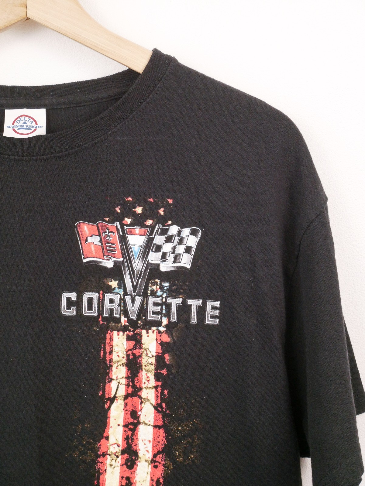 Corvette C2 Sting Ray Graphic T Shirt Black Double Sided Car Tee Men’s XL