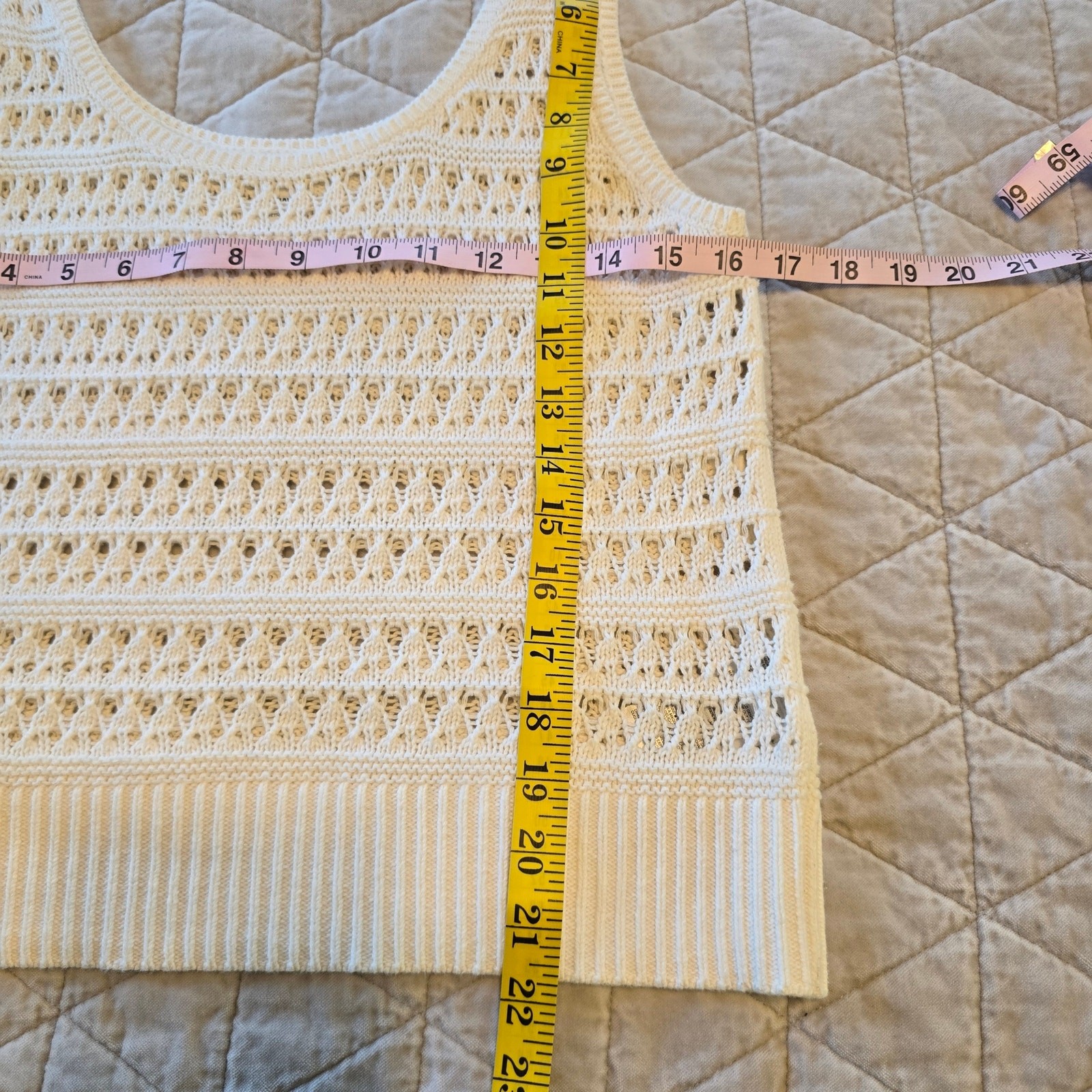 Old Navy Crochet Tank Women’s M Cream Cotton Y2K Boho Beachy Summer Casual