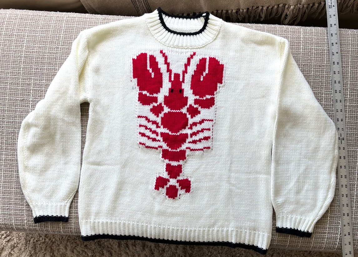 Maine Lobster Sweater Womens Medium Coastal New England Nautical Knit Pullover