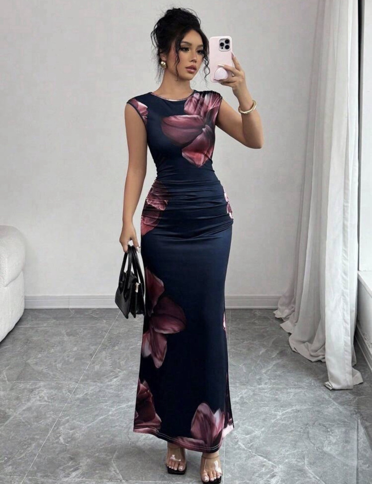 Brand New Bodycon Flower Maxi Dress Wedding Event Summer Holiday Size 14