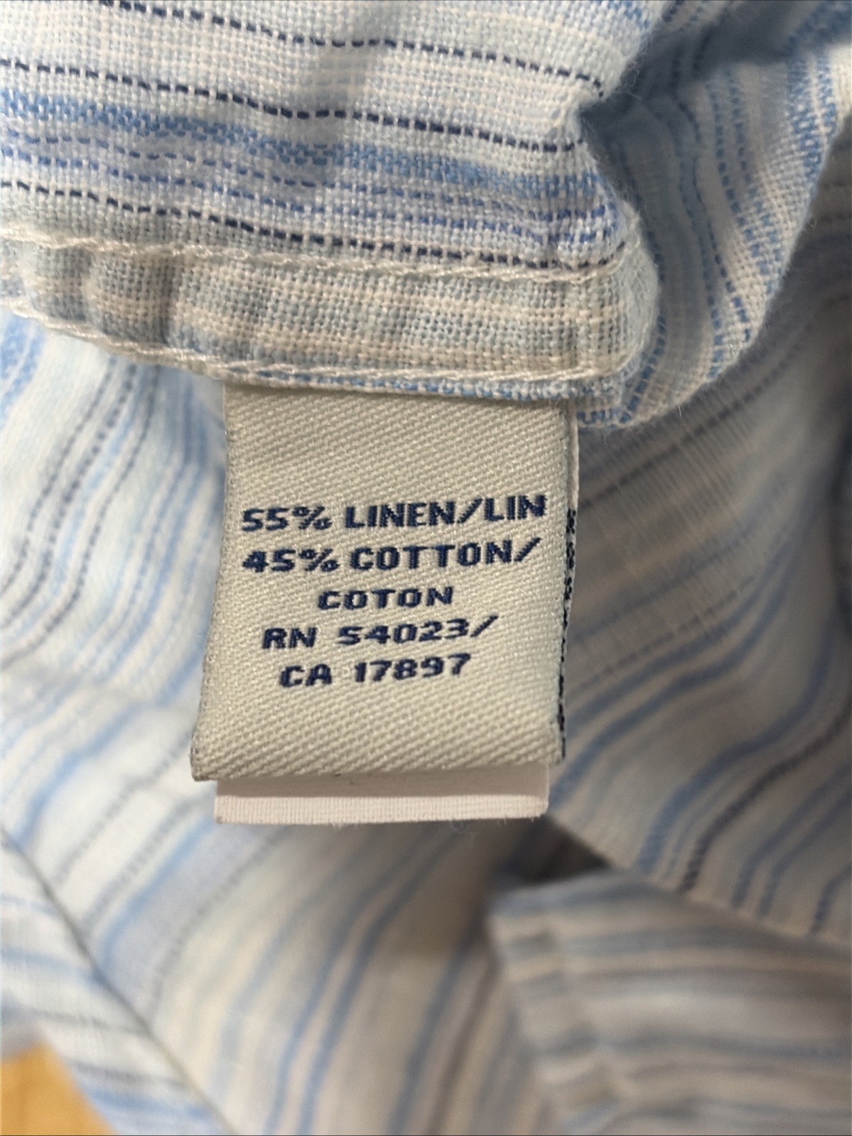 VTG Old Navy Men’s Sz Medium Linen/Cotton Blend Shirt Blue Striped Button-up Y2K