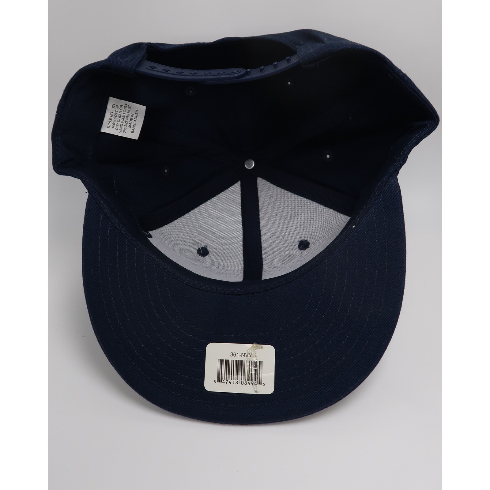 Decky 361 Navy Blue Snapback Hat Flat Bill Blank Baseball Cap Mens One Size NWT