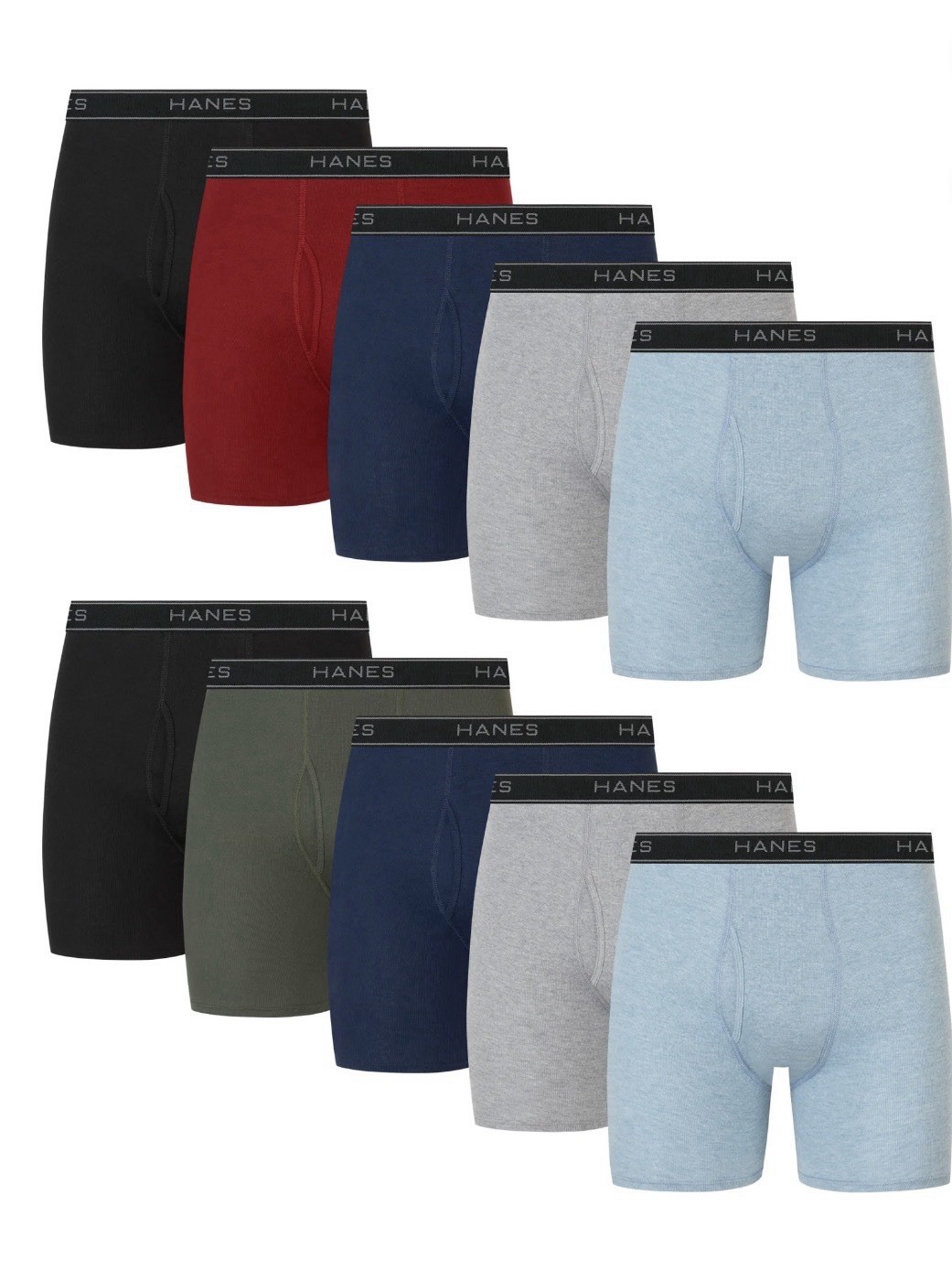 10-Pack HANES Men’s Large (36-38)Boxer Briefs Tagless Comfort Flex Waistband NWT