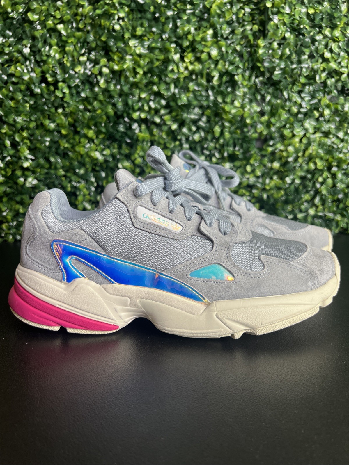Adidas Falcon Suede Canvas Shoes Trainers Size 7.5 Grey/Magenta
