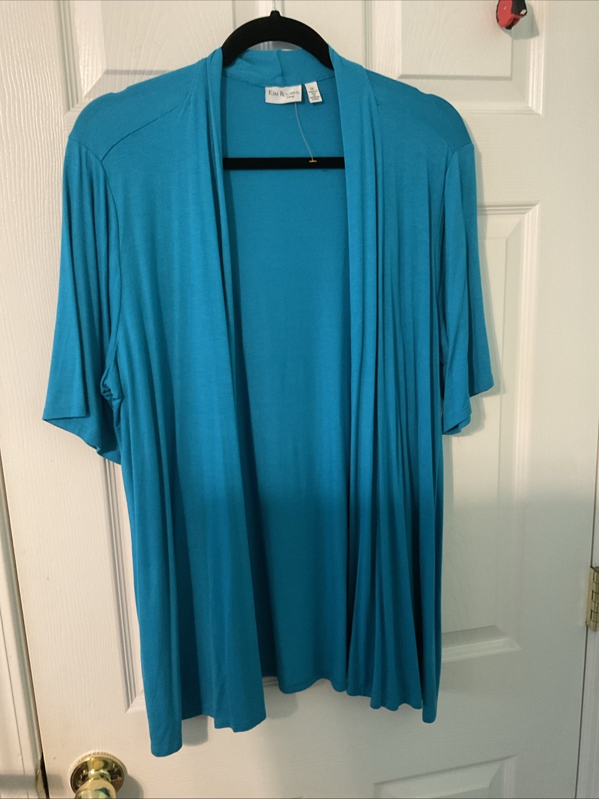 Kim Rogers Women’s Short Sleeve Cardigan Size 1x Teal