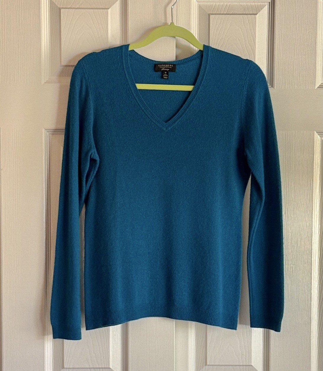 Macys Charter Club Women’s 100% cashmere sweater Medium/Dark Teal Blue, Medium
