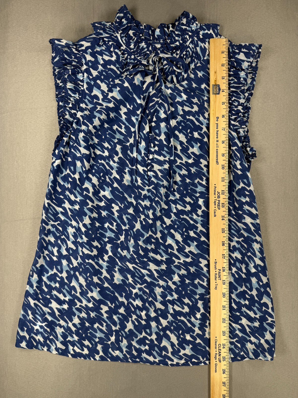 Ann Taylor LOFT Silk Blend Blue Ruffle Sleeveless Blouse Medium