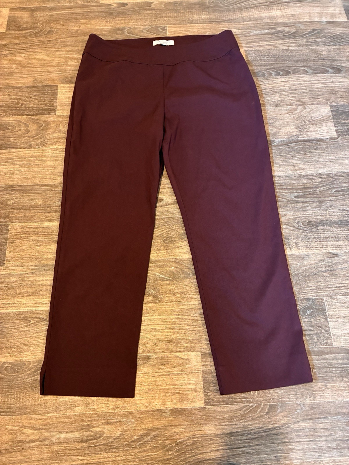 Margaret M Trousers Burgundy Stretch Elegant Size XL Petite Rayon Nylon Spandex