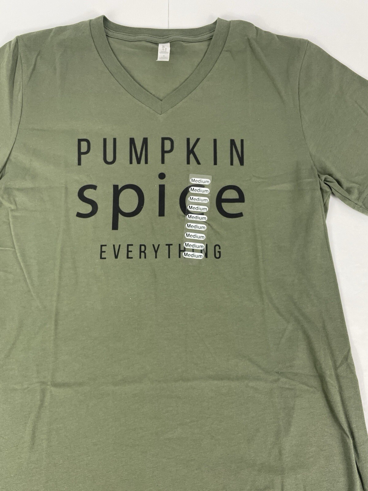 Pumpkin Spice Everything Medium Army Green T Shirt Short Sleeve Bella + Canvas