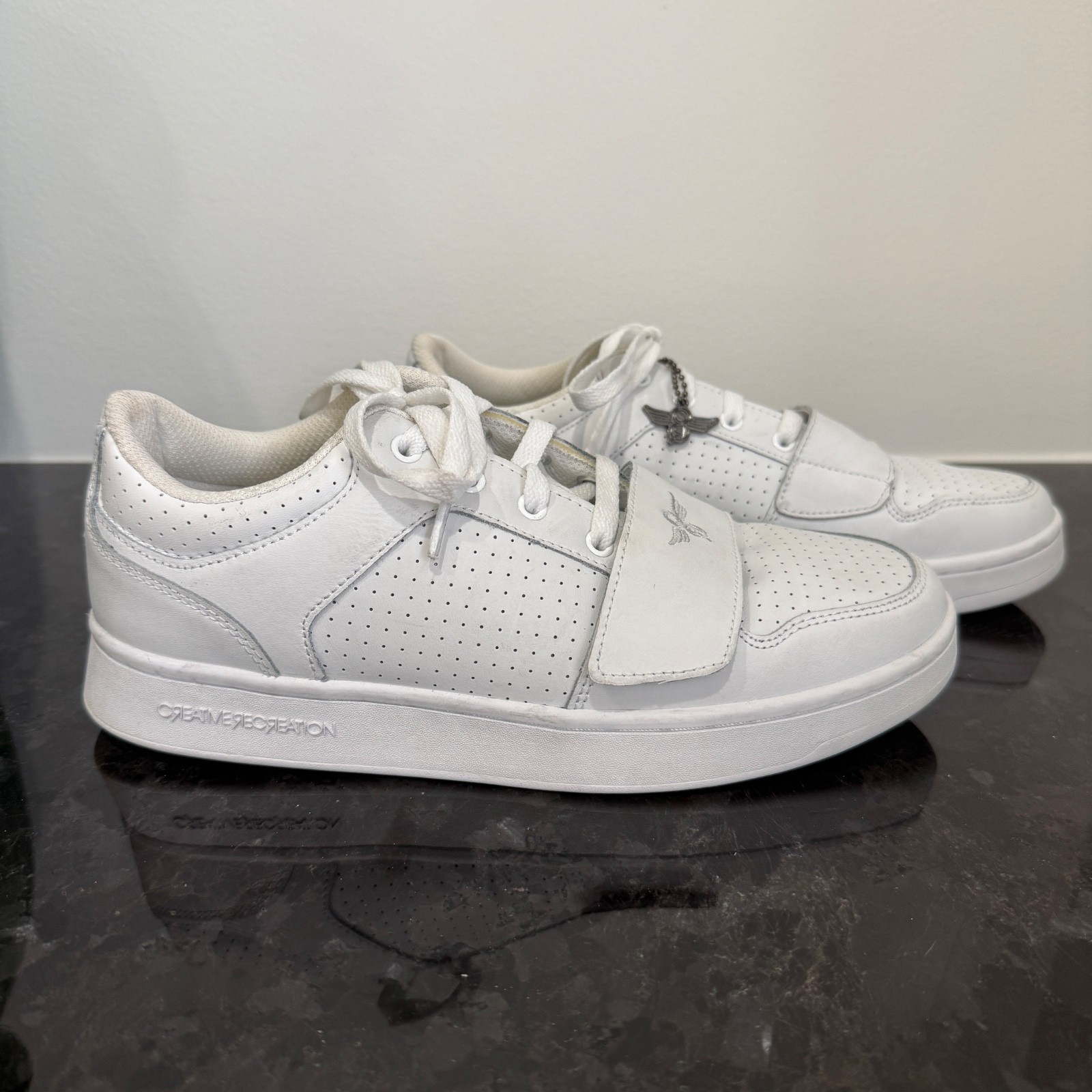 Mens Sz 7 Creative Recreation Cesario Lo XXI Pure White Leather Sneaker Clean