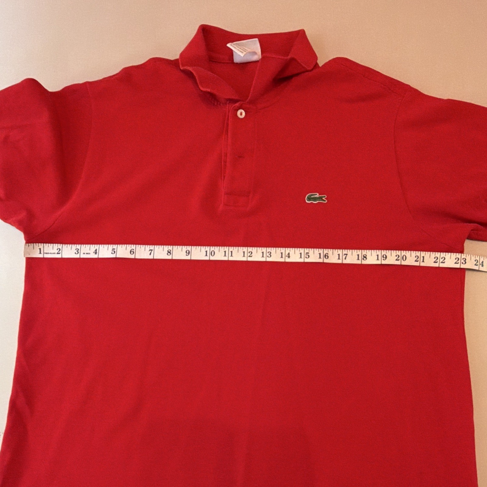 Lacoste Men’s Polo Shirt Red Solid Embroidered Logo Short Sleeve Size 7