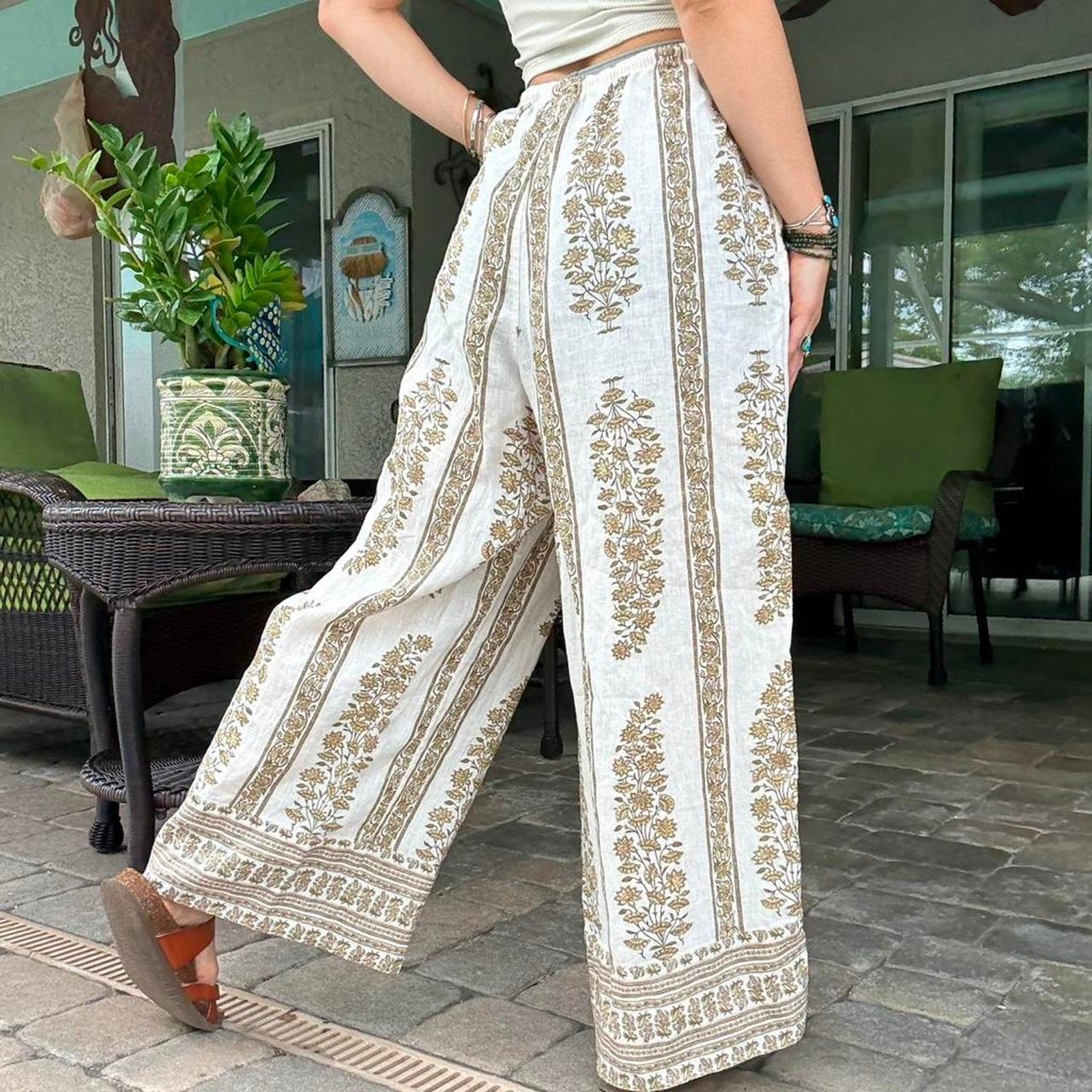 Pure Linen Wide Leg Pants