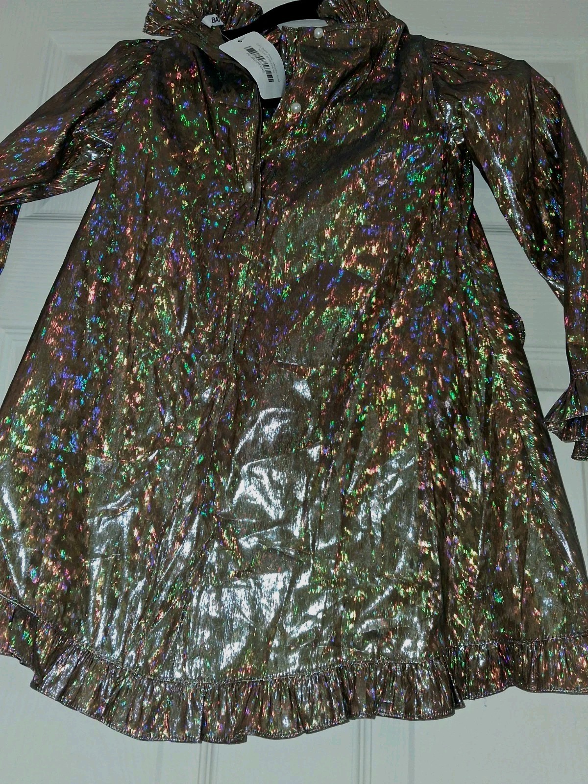 Batsheva NWT Metallic Gold Mini Dress with Pockets Size 6 MADE IN USA