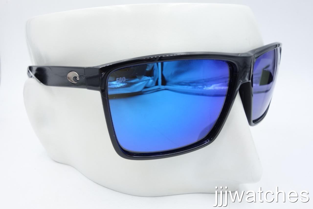 Costa Del Mar Rincon Shiny Black Blue Mirror 580G Sunglasses 06S9018 90183363