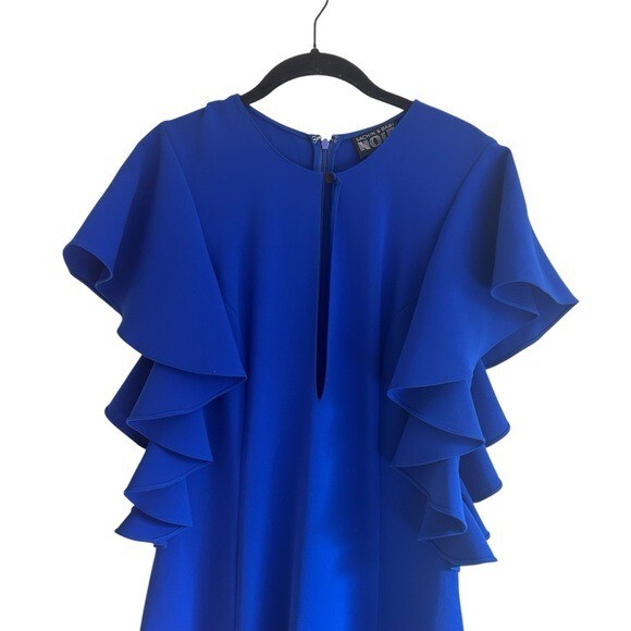 Sachin & Babi Illiana Gown 6 Cobalt Blue Ruffle Formal Evening Dress
