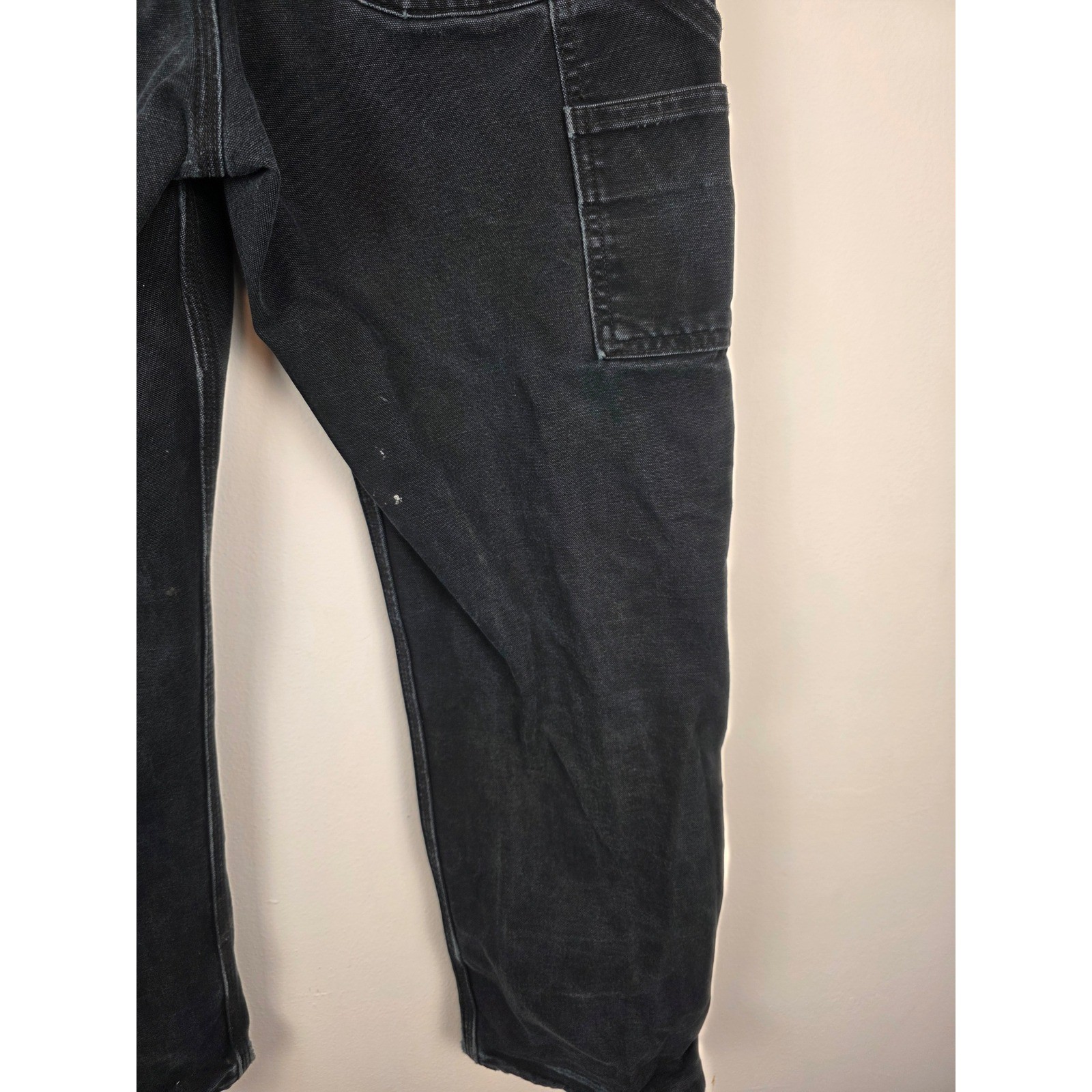 Carhartt B01BLK Double Knee Work Pants Men 32×30 Black Faded Made USA Distressed