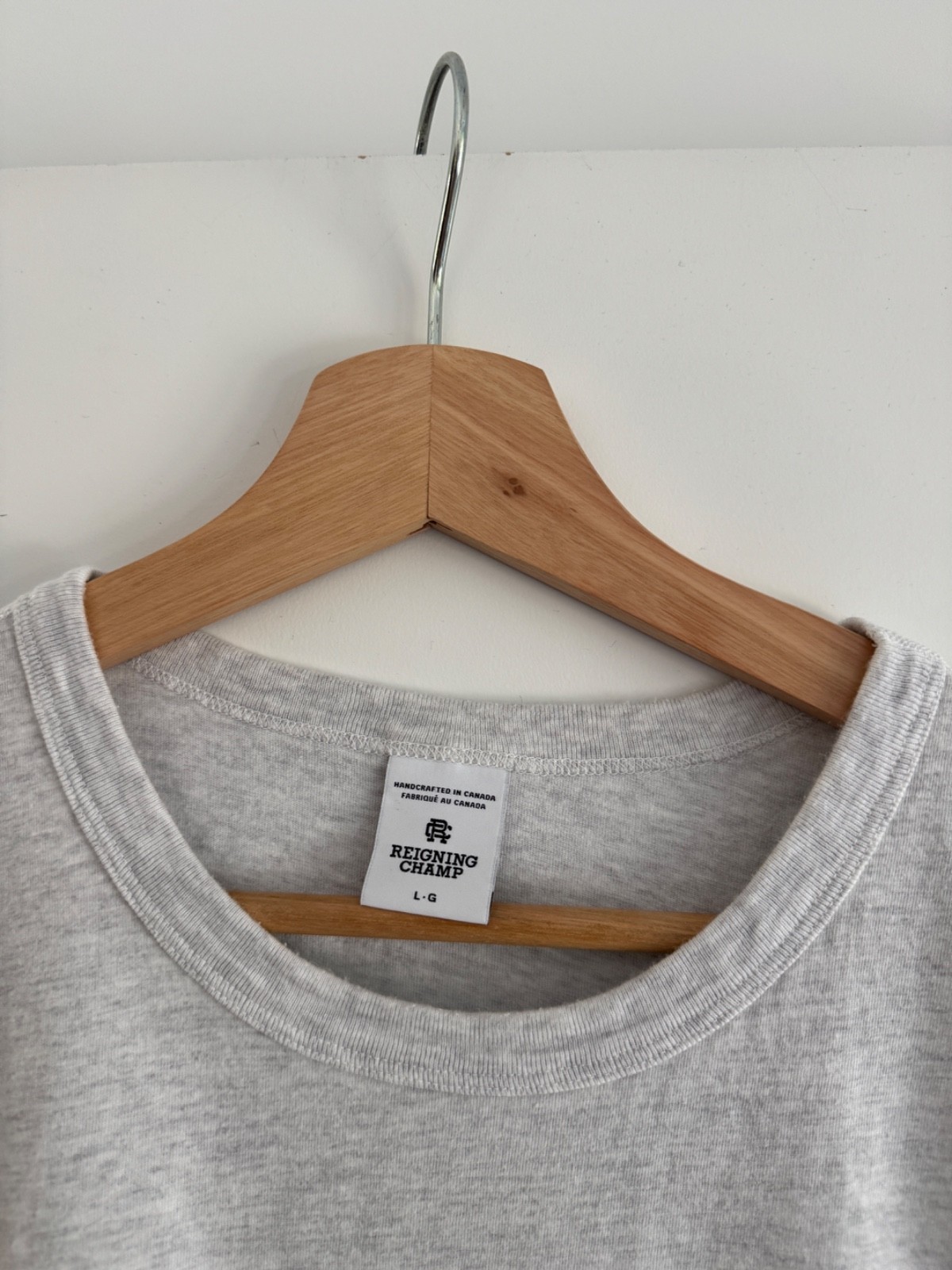 Reigning Champ Lightweight Jersey T-Shirt · Heather Ash · Made in Canada · Large