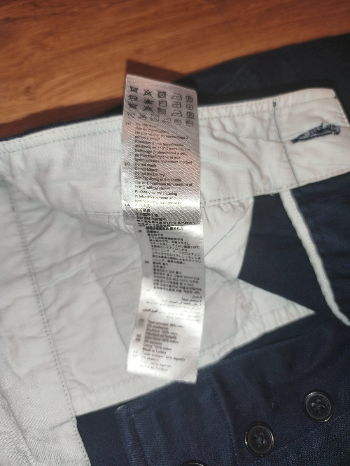 Sandro Paris Men’s Navy Blue Chino Pants Size 44 Cotton Blend Button Fly Slim