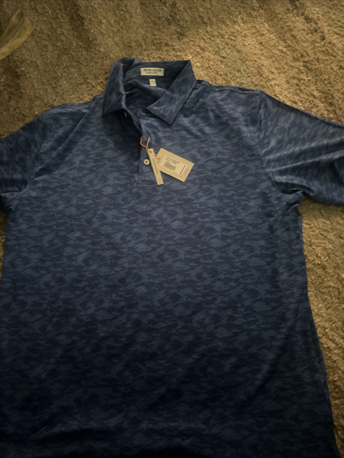 NWT Peter Millar Summer Comfort Polo Shirt Golf Fish Camo Performance Sz L $110