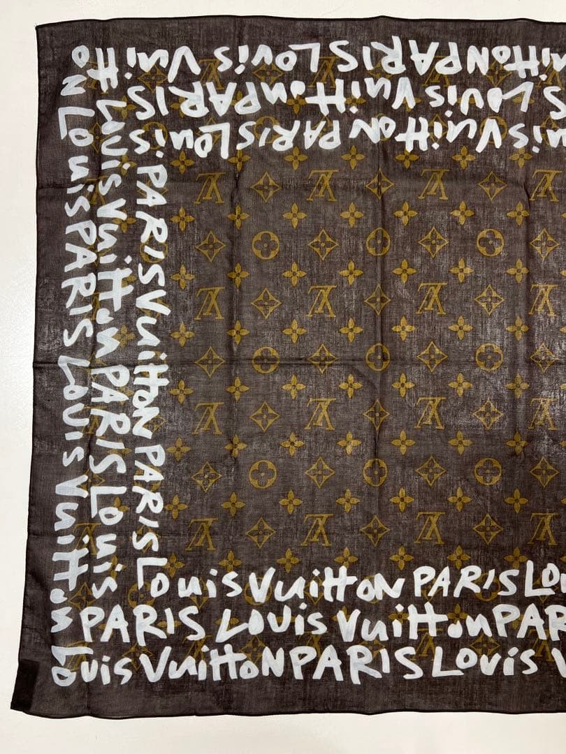 LOUIS VUITTON First Generation Graffiti Scarf Brown White 56cm 22in New Unisex