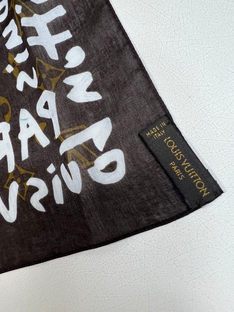 LOUIS VUITTON First Generation Graffiti Scarf Brown White 56cm 22in New Unisex