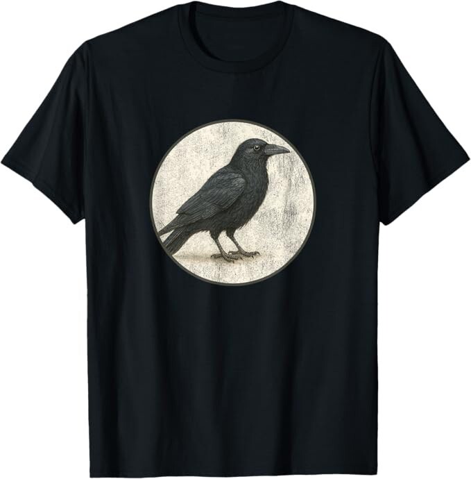 American Crow T-Shirt Retro Bird Tee Design *NEW 10* Colors by Bird.Fan