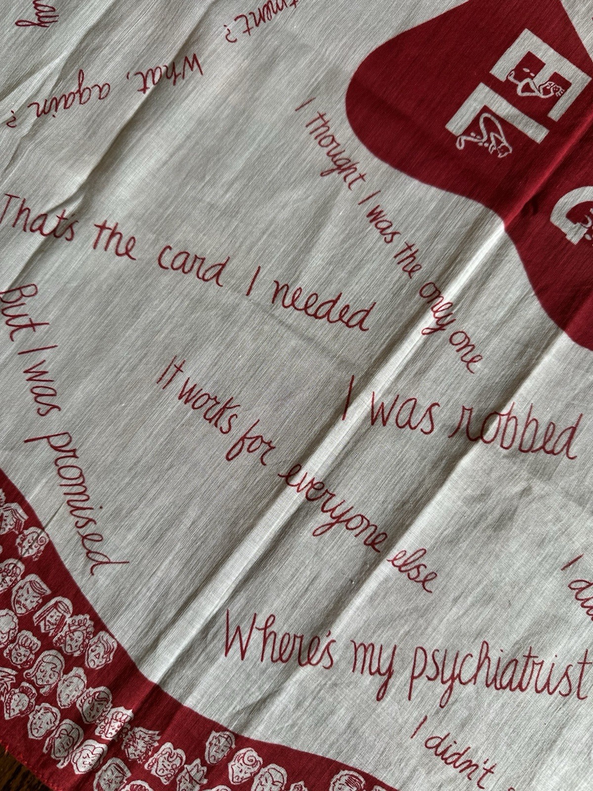 NOS 1950s Symphony ‘Crying Towel’ Novelty Political Bandana Humor Scarf Red VTG