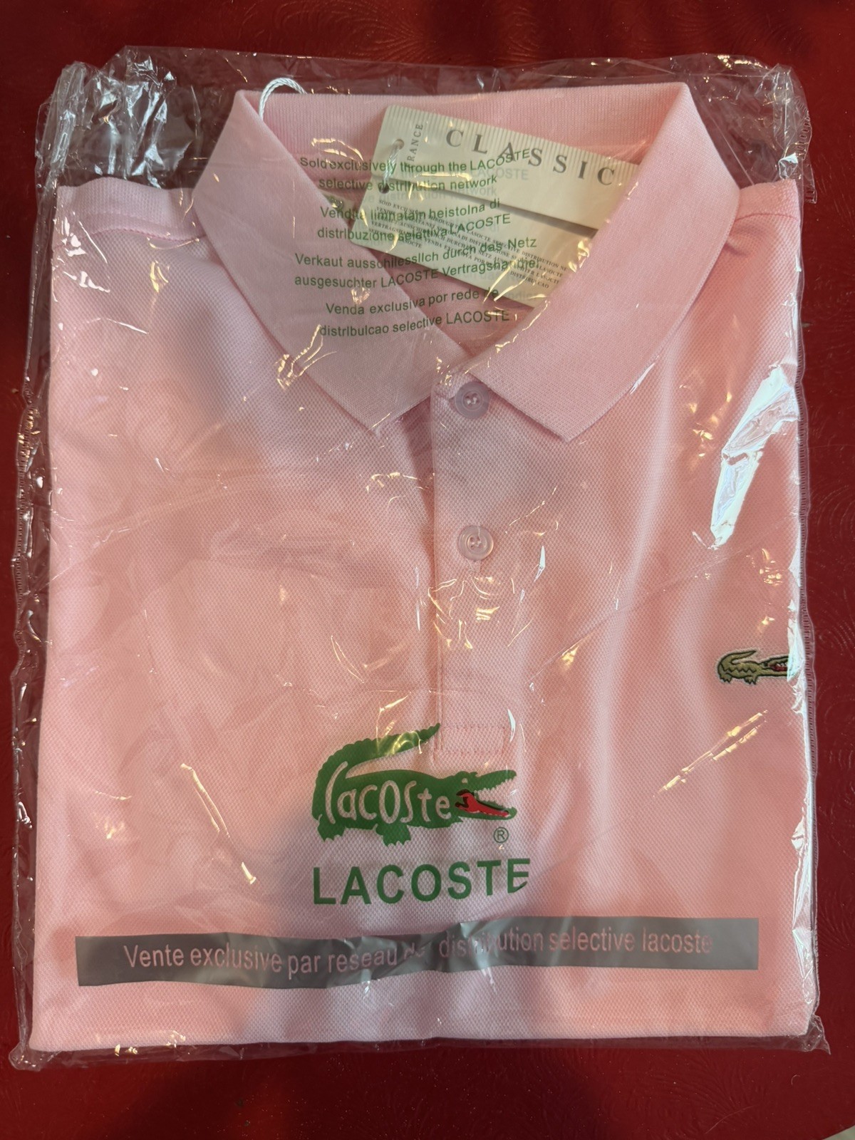 Lacoste Men’s Short Sleeve Cotton Logo Casual Polo Shirt Pink