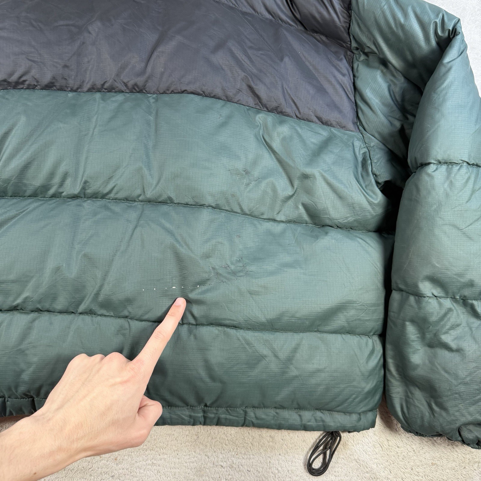 Eddie Bauer Jacket Mens 2XL Green Goose Down Puffer Full Zip Pocket EBTek