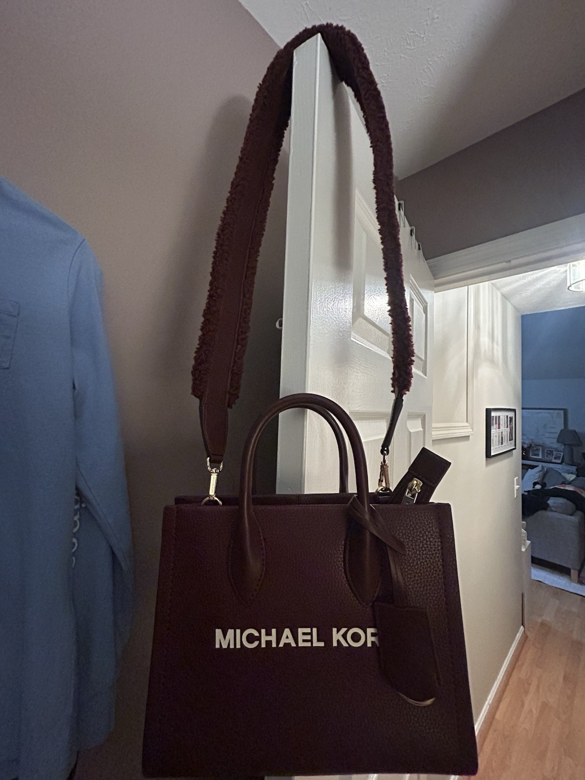 Michael Kors Mirella Small Shopper Crossbody In Oxblood