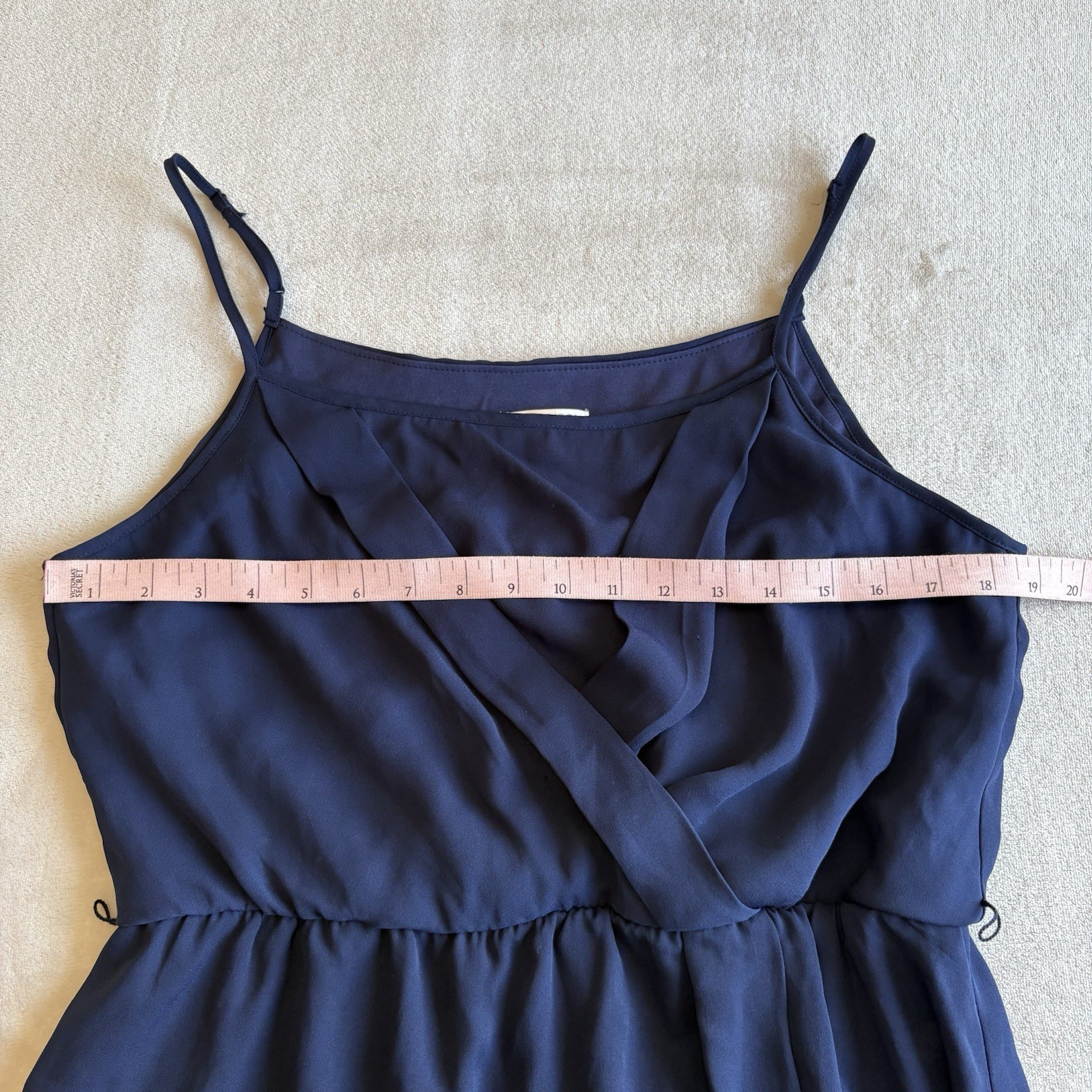 BISOU BISOU Women’s 12 Navy Solid Sleeveless V-Neck Mini Dress Adjustable