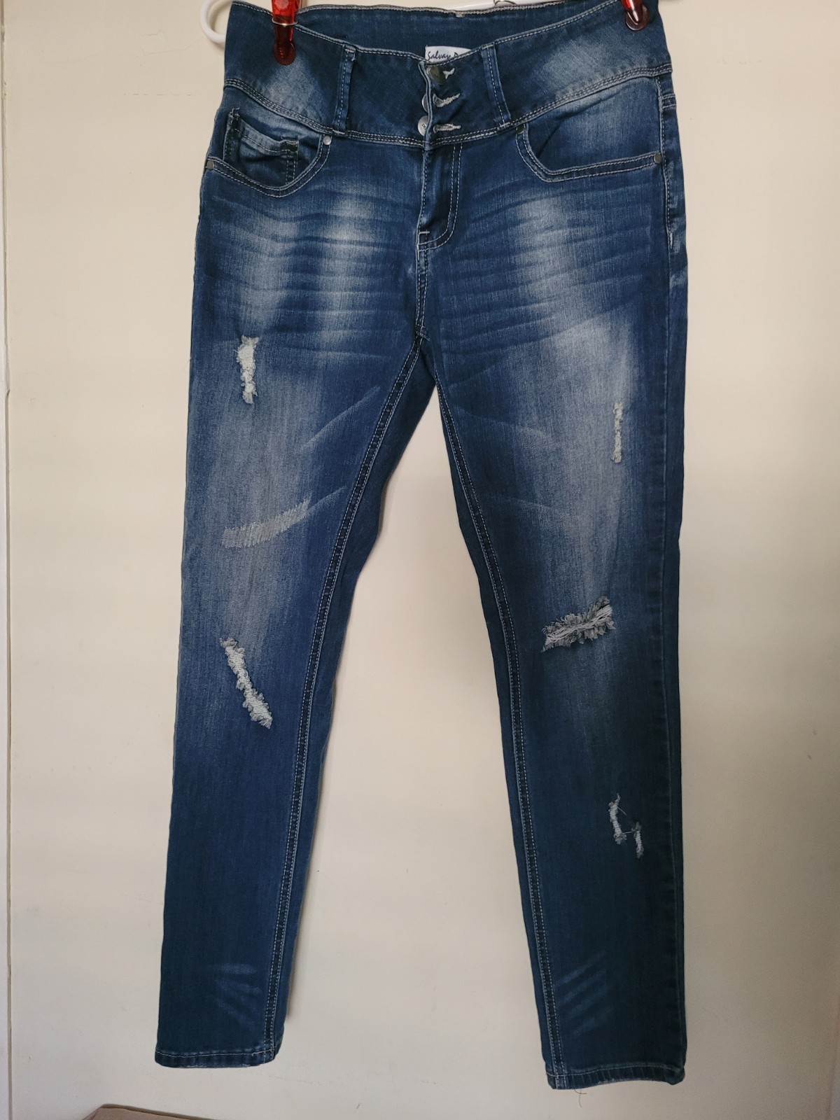 Salsas Denim Women’s Blue Distressed Low-Rise Skinny Denim Jeans Size 9