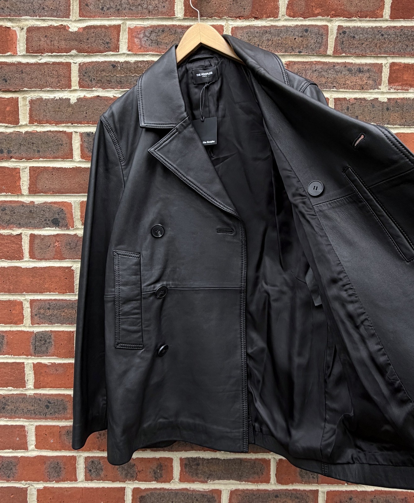 *BRAND NEW* The Kooples Mens Leather Caban Peacoat Jacket Coat MEDIUM / LARGE