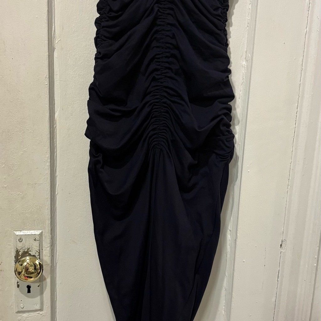 Susana Monaco Black Ruched Midi Dress