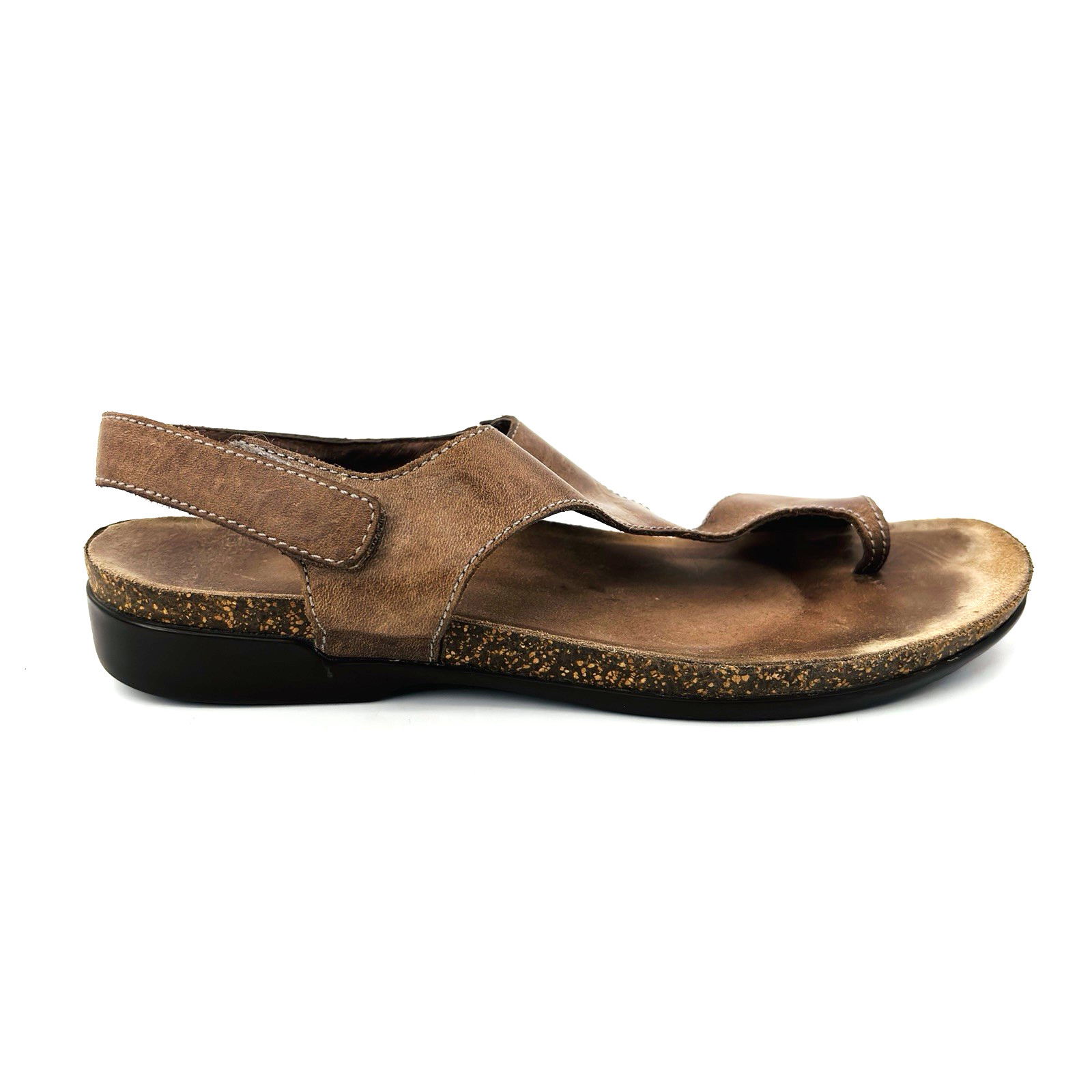 Womens 10.5-11 41 Dansko Reece Brown Leather Slingback Sandals Shoes Toe Loop