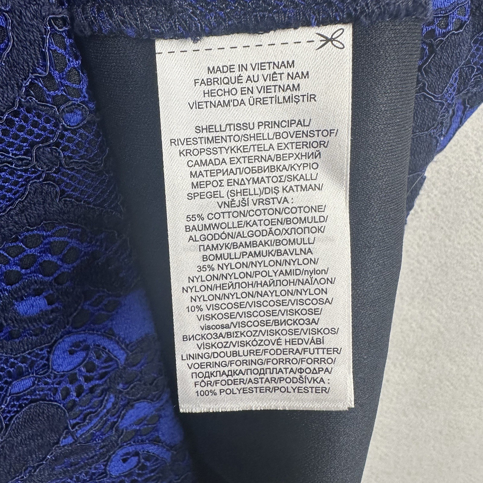 NWOT Ralph Lauren Lace Overlay Cocktail Dress Women’s Sz 0P Blue Black Wedding