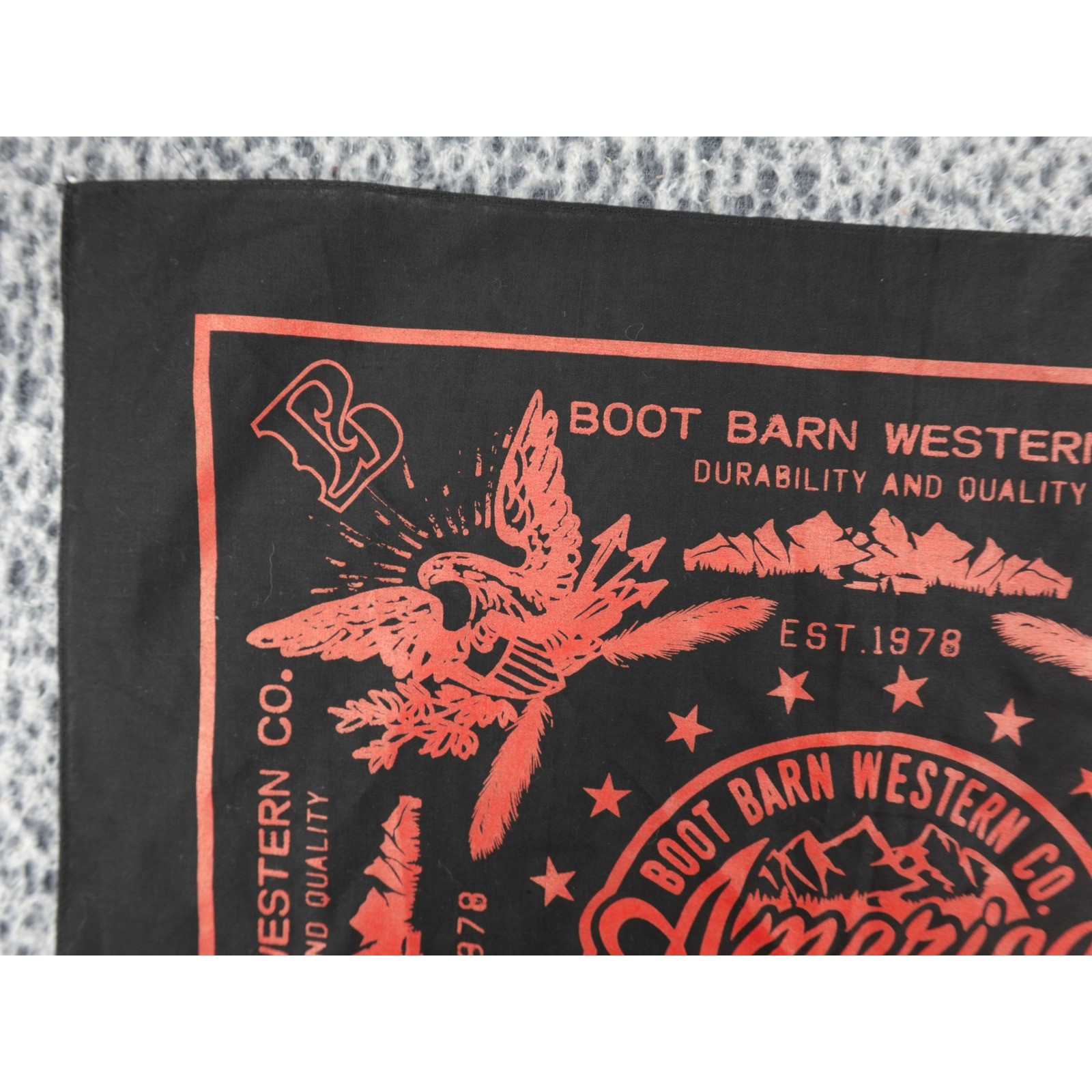 Boot Barn Western Co Bandana Black Red Eagle American Trademark Graphic OS