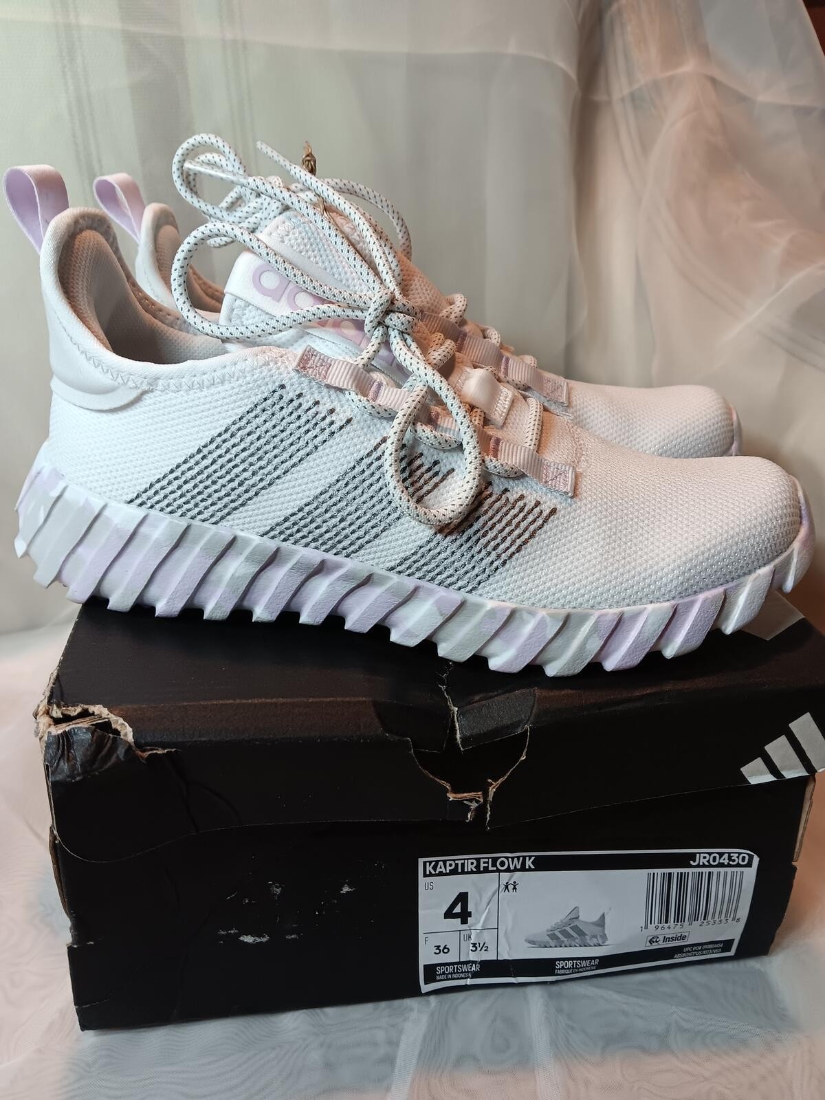 adidas Kaptir Flow K Athletic Sneakers White Pink Big Kid 4