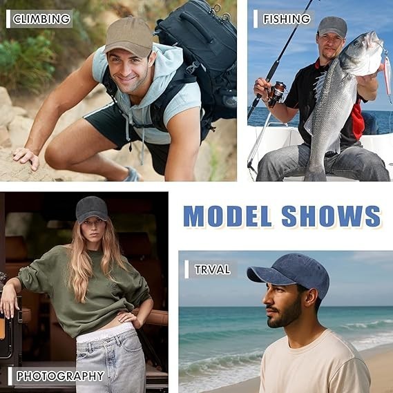 Unisex Angler Humor Washed Baseball Cap Fear No Fish Adjustable Dad Hat