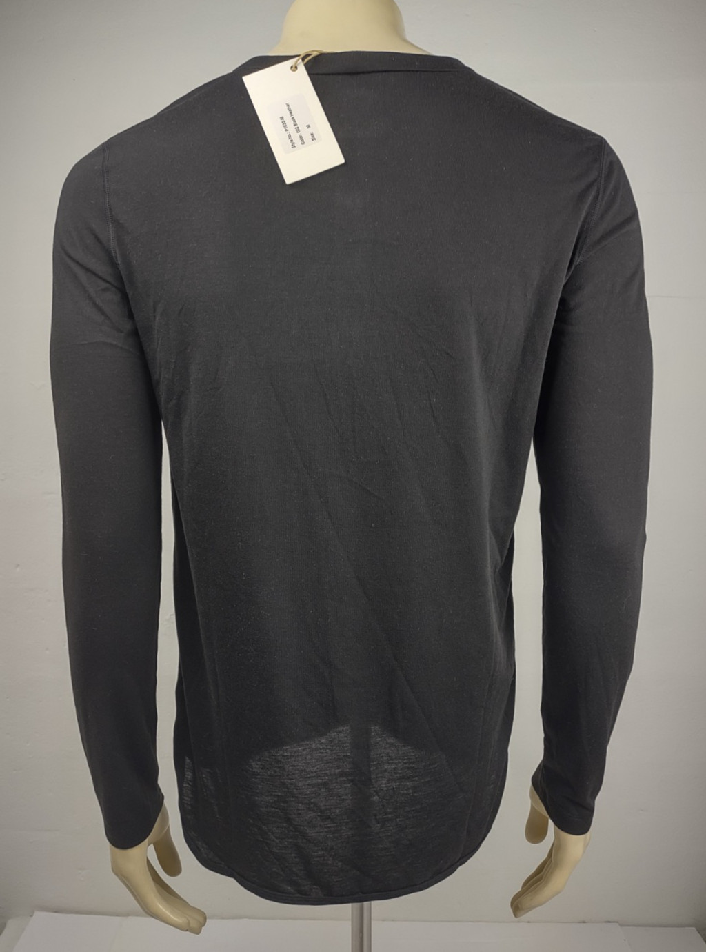 NWT Paskho black heather Henley long sleeve shirt mens Medium