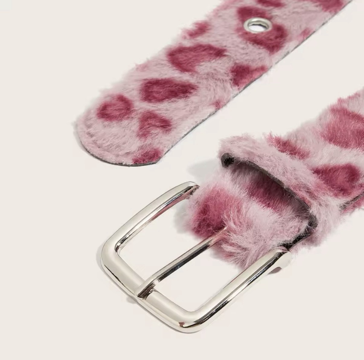 Pink Plush Women’s Fluffy Cheetah Belt Small Size Fit For Any Occasion