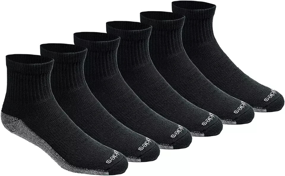 Dickies Men’s 6 Pack Dri-Tech Comfort Quarter Socks Black Fits Shoe Size 6-12 US